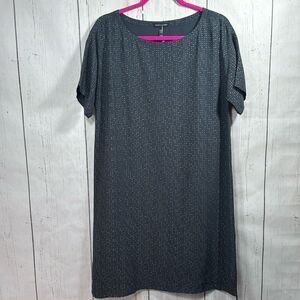 Eileen Fisher Gray Tencel Shift Dress Minimalist Lightweight Short Sleeve XS